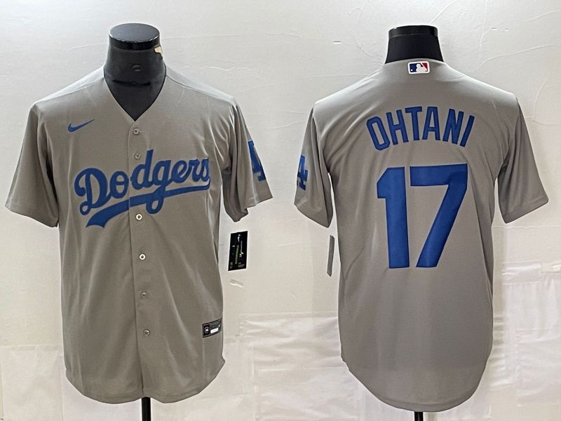 Men Los Angeles Dodgers #17 Ohtani Grey Nike Game MLB Jersey style 3->los angeles dodgers->MLB Jersey